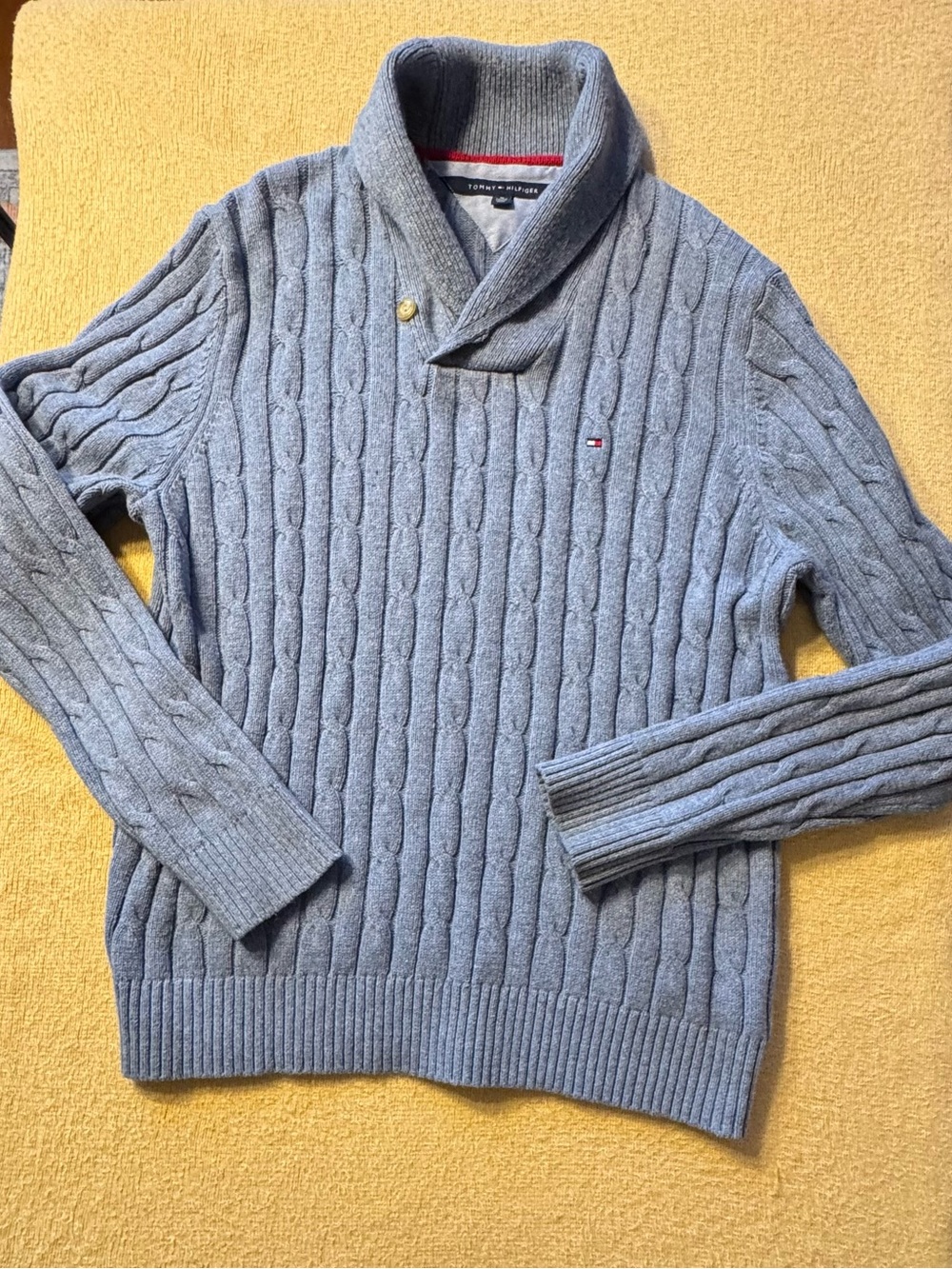 Tommy Hilfiger Men's Cable Knit Turtleneck Sweater - Light Heathered Blue